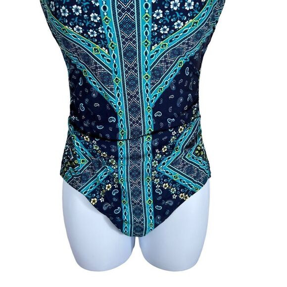 Jantzen Blue Floral Paisley Tummy Control Smoothing Bathing Suit - Picture 5 of 10